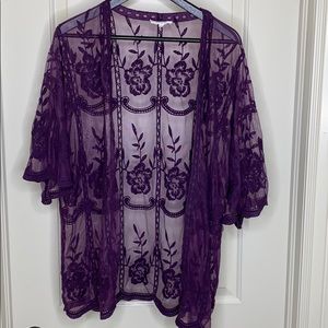 Honey Belle purple sheer lace kimono